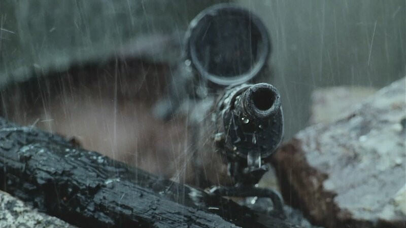 sniper rifle in rain
