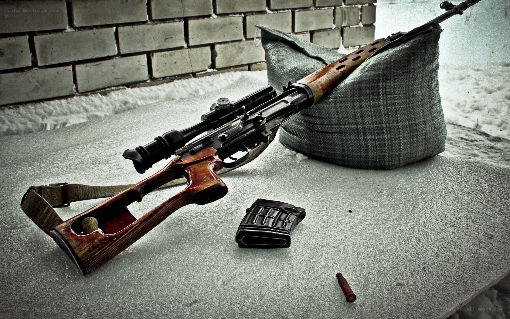 sniper rifle in winter