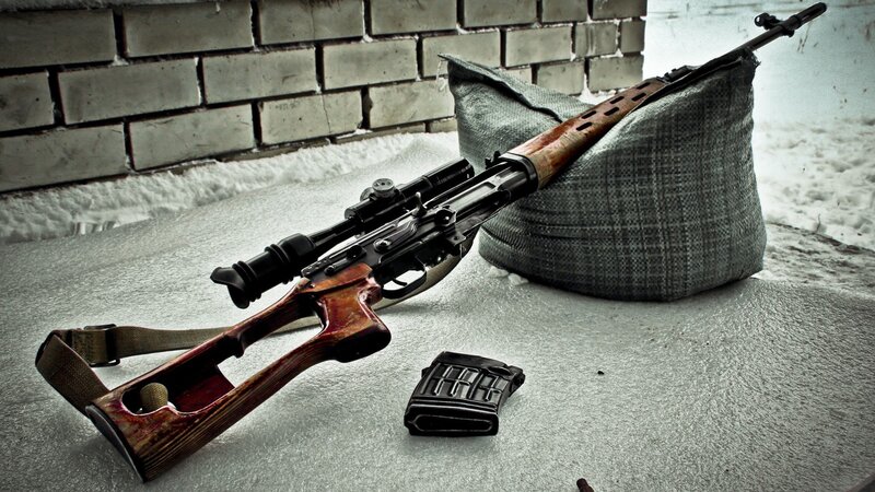 Sniper Rifle on Sandbag — Gray