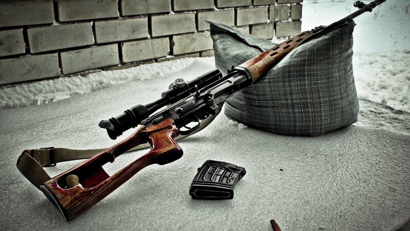 Sniper Rifle on Snow — Gray
