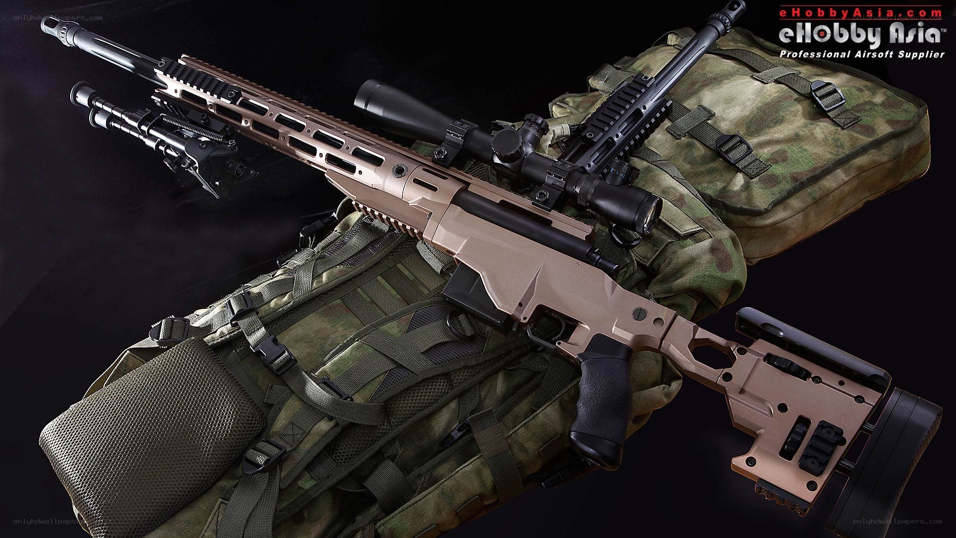 sniper rifle on tactical gear