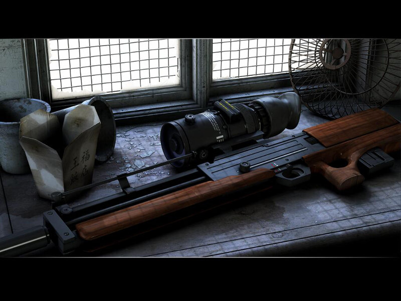 Sniper Rifle on Windowsill