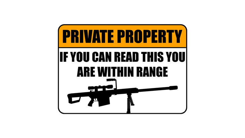 Sniper Rifle Sign — Black, Serious