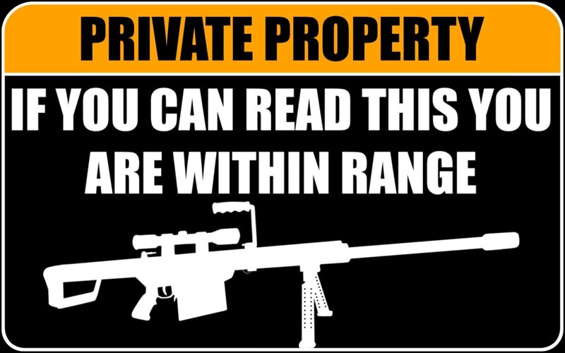Sniper Rifle Sign — Black, Warning