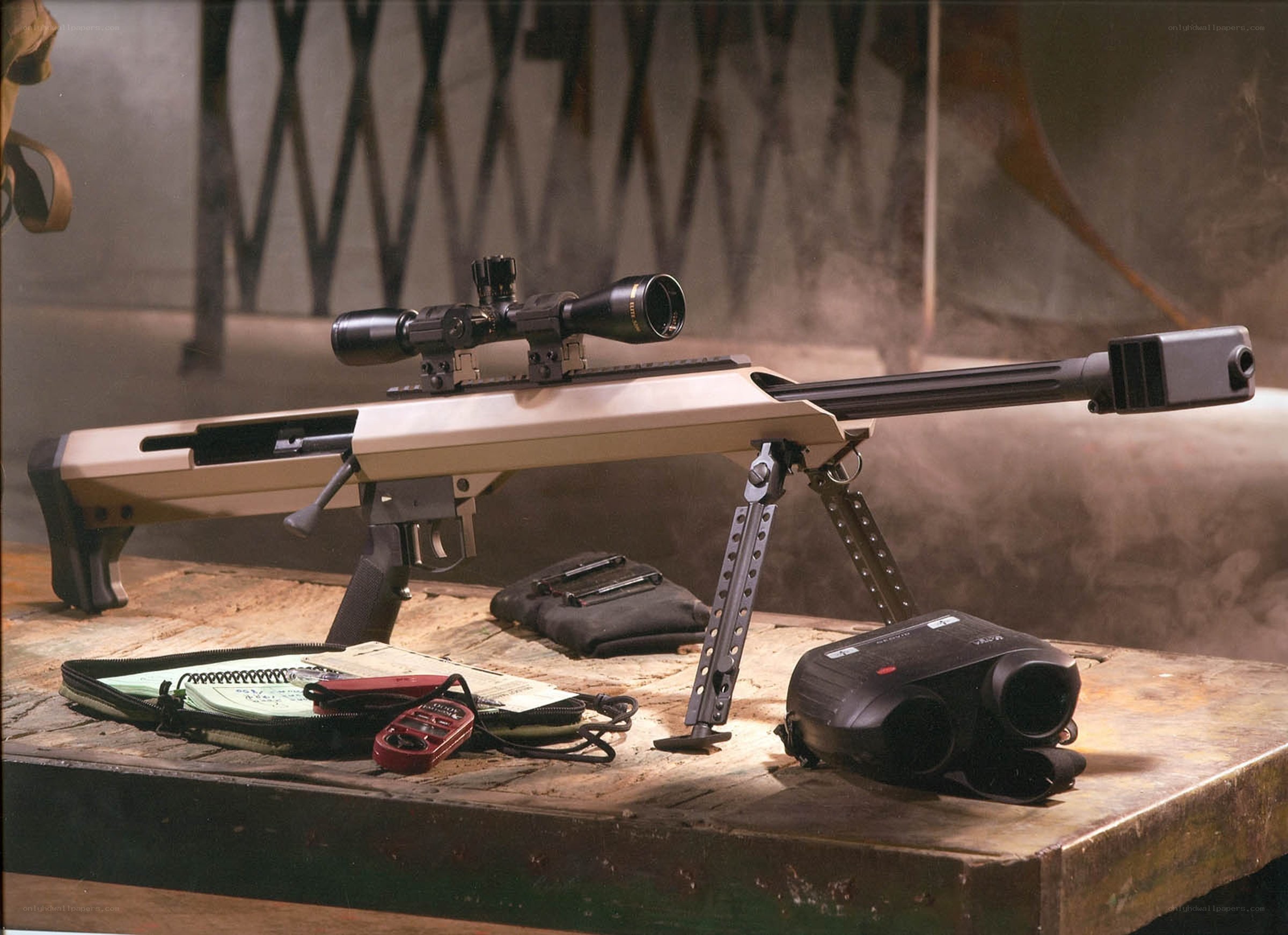 sniper rifle with accessories