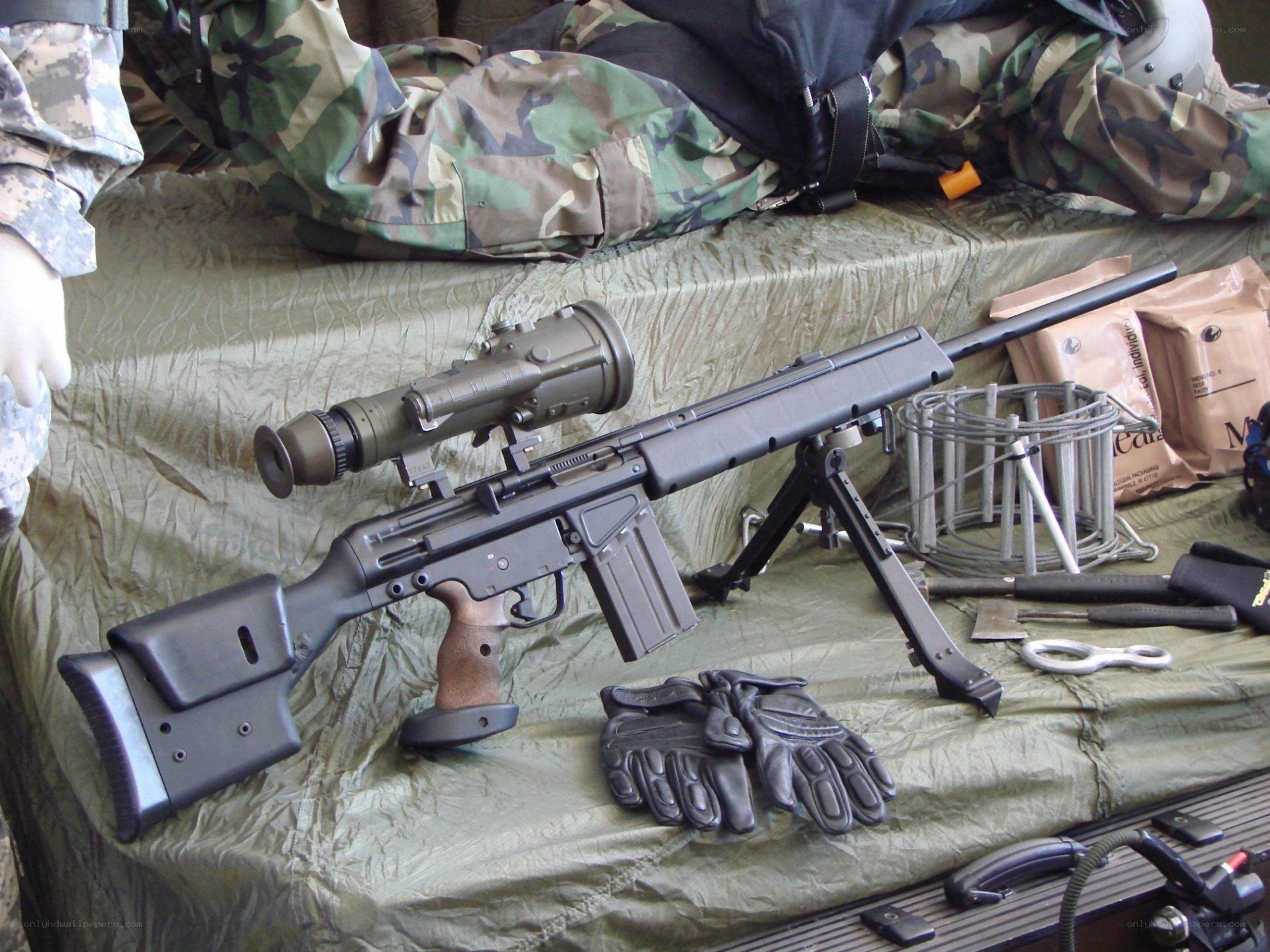 sniper rifle with gear