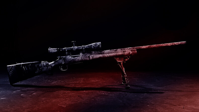 Sniper Rifle with Scope — Black, Dramatic, Photograph