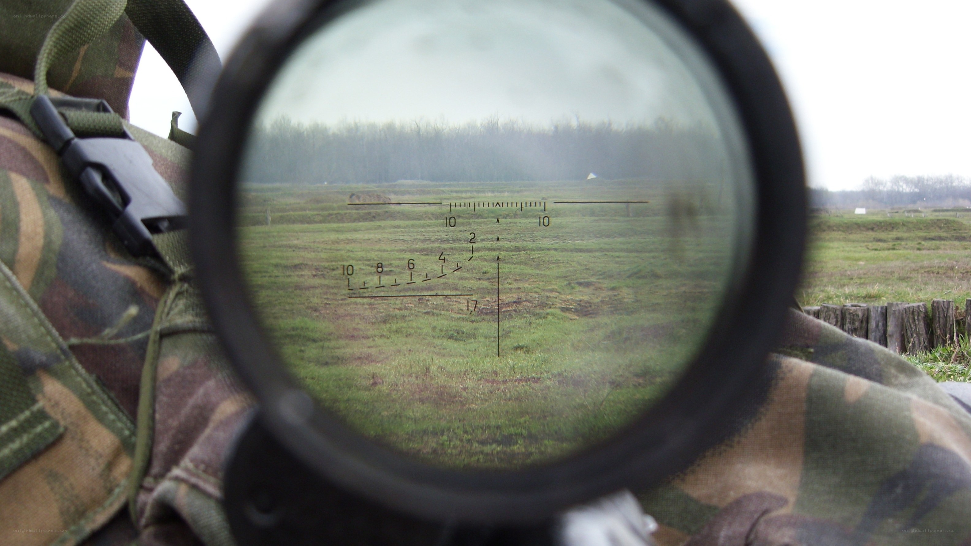 sniper scope view of field
