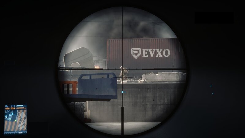 sniper scope view of industrial area