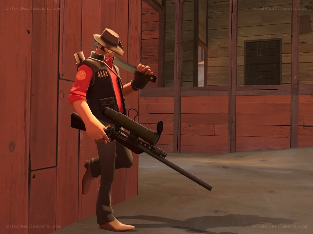 sniper with knife in barn