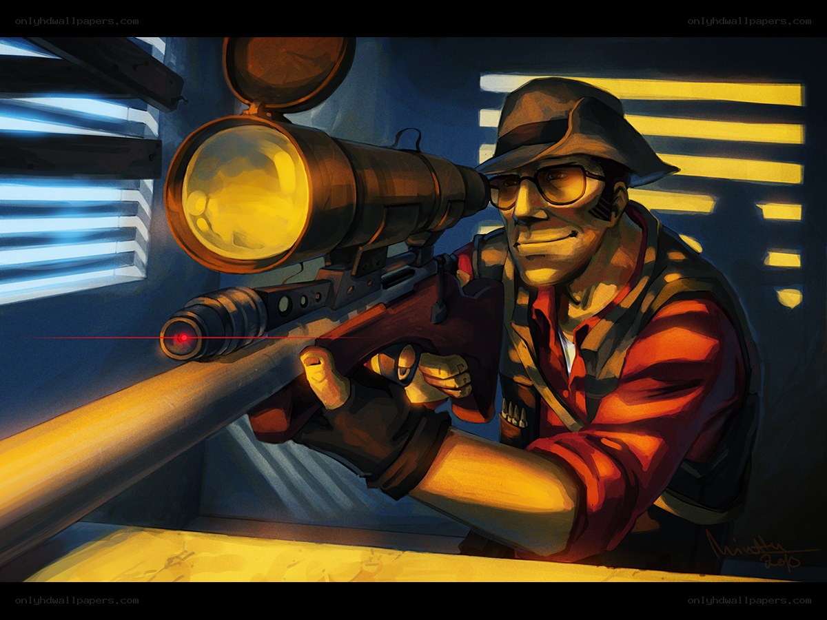 Sniper with scoped rifle