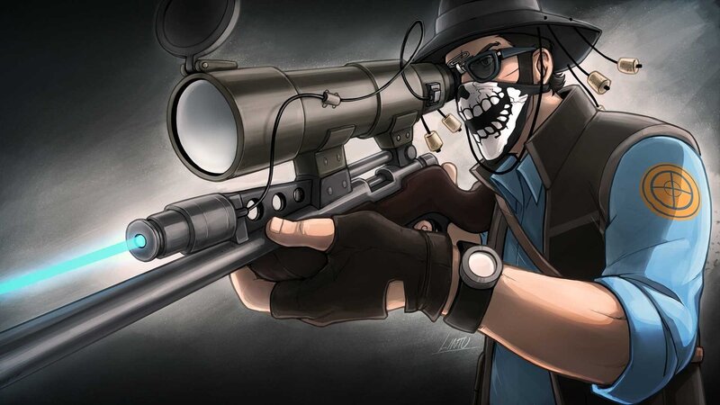 Sniper with Skull Mask — Blue