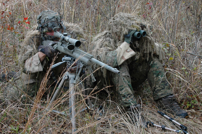 Snipers in camouflage gear