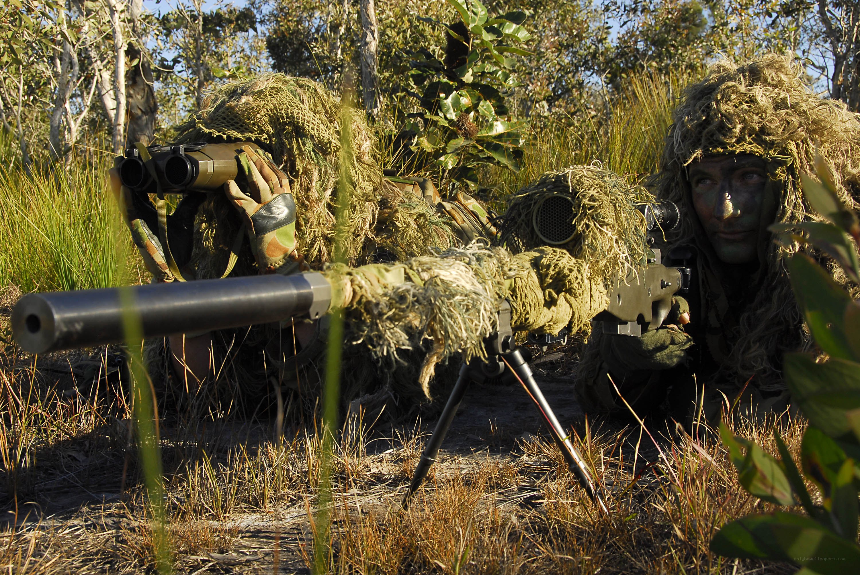 Snipers in camouflage gear