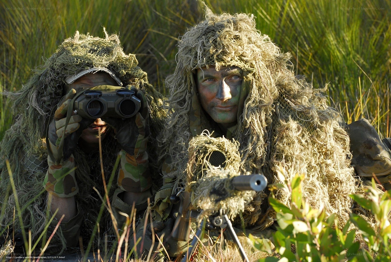 Snipers in camouflage gear
