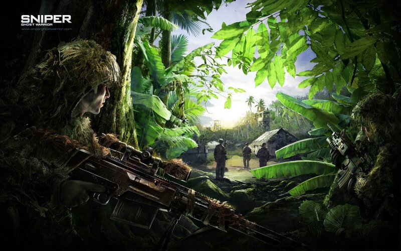 Snipers in Jungle — Green, Tense, Afternoon, Digital Art, Soldiers