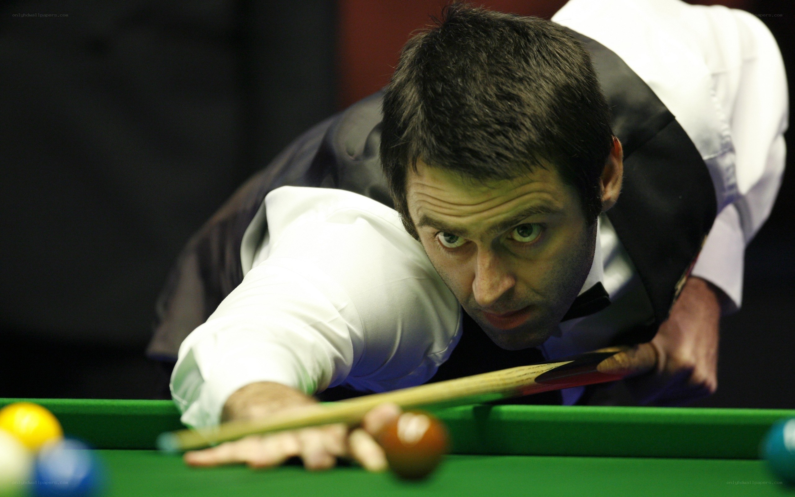snooker player focusing on shot