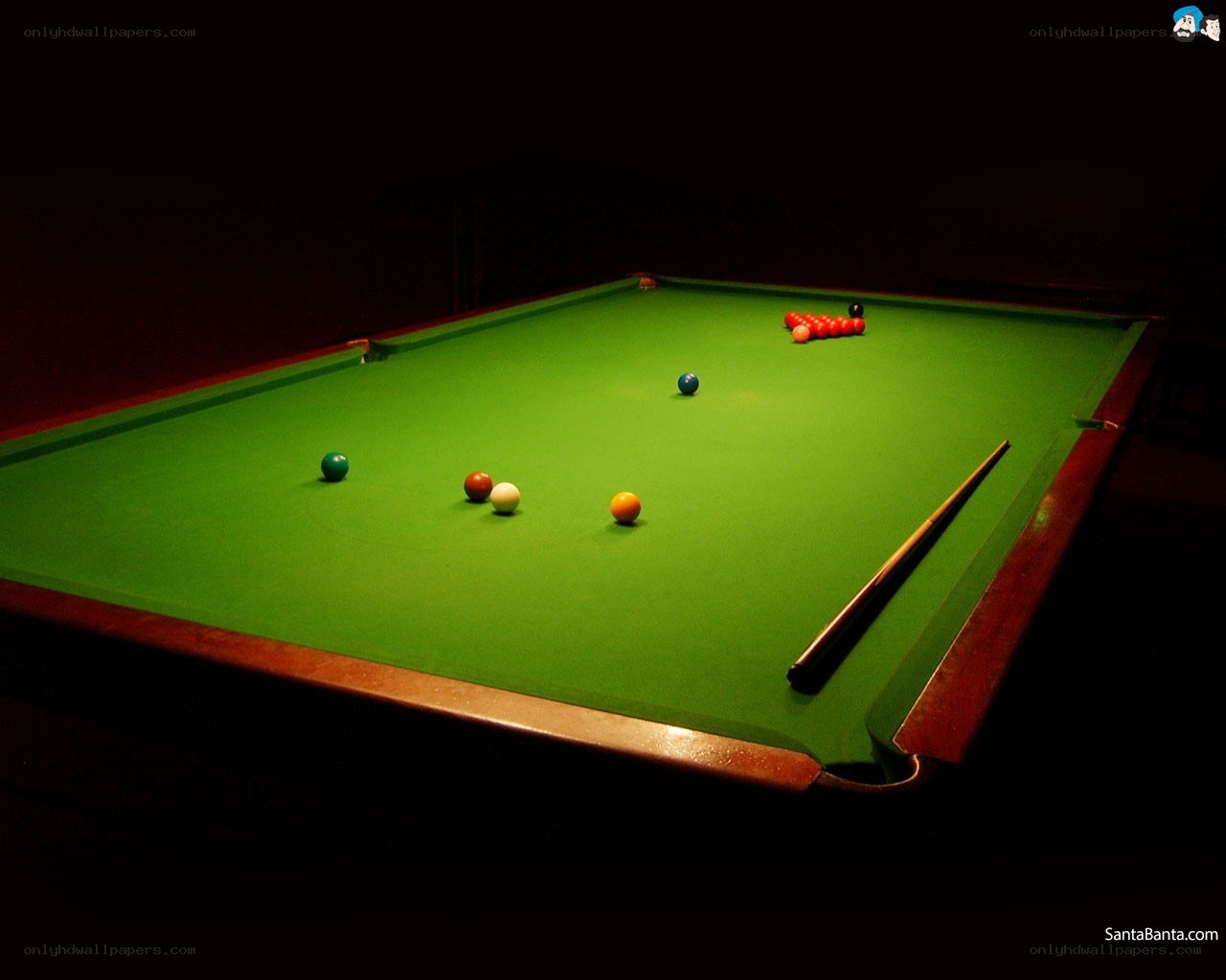 snooker table in dim light