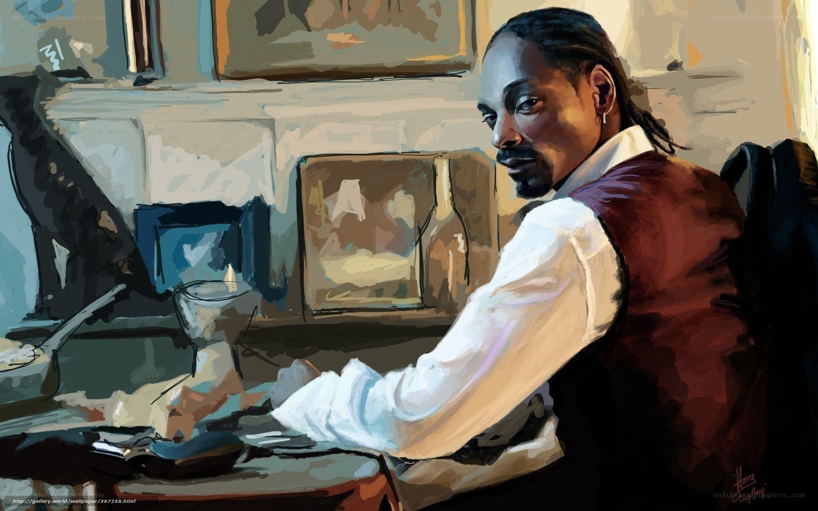 Snoop Dogg at a desk