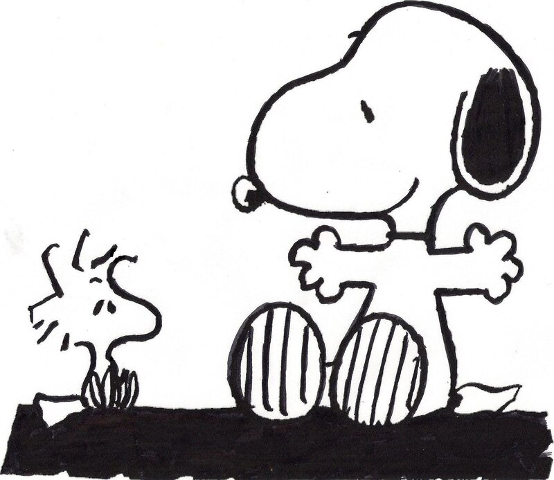 Snoopy and Woodstock drawing