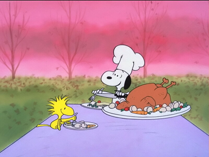 Snoopy and Woodstock Eating