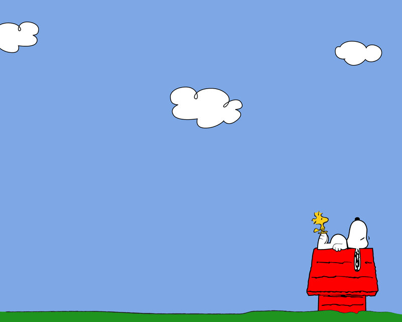 Snoopy and Woodstock on a sunny day