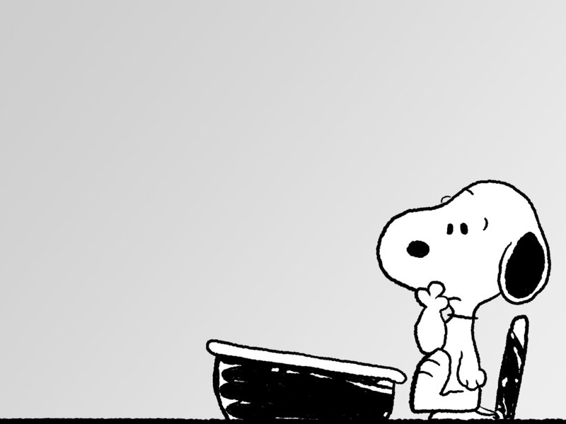 Snoopy at a desk