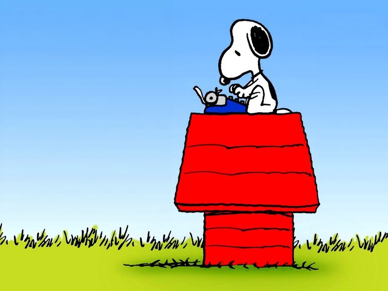 Snoopy at his typewriter