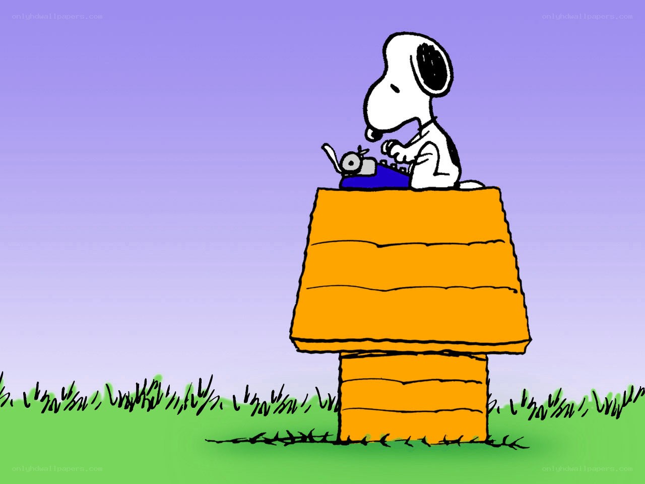 Snoopy at his typewriter