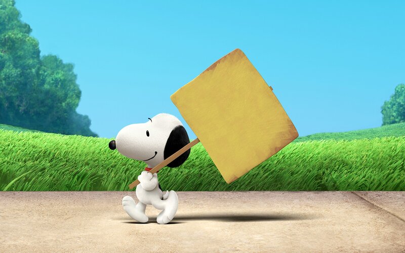 Snoopy Carrying a Sign