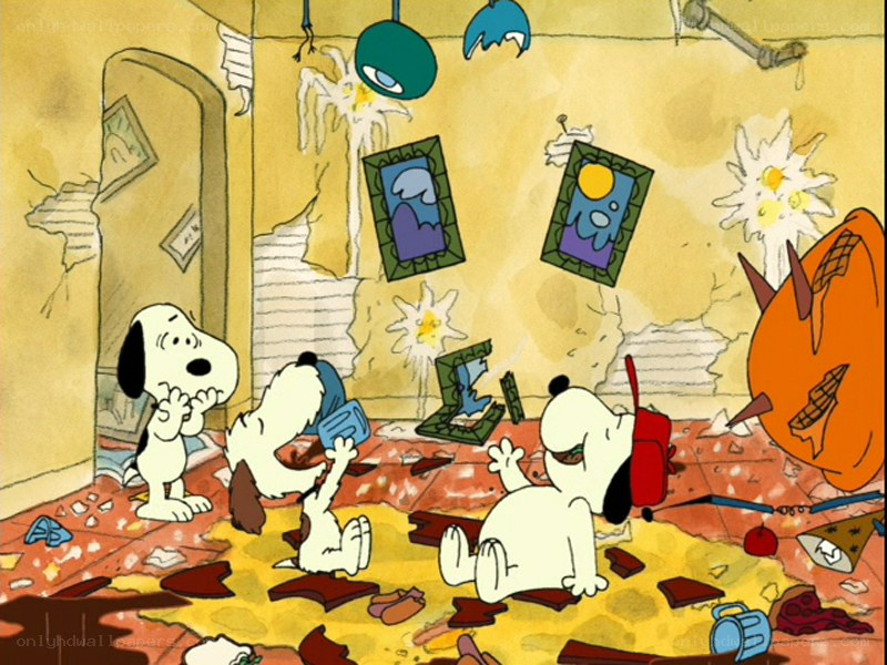 Snoopy in a chaotic room