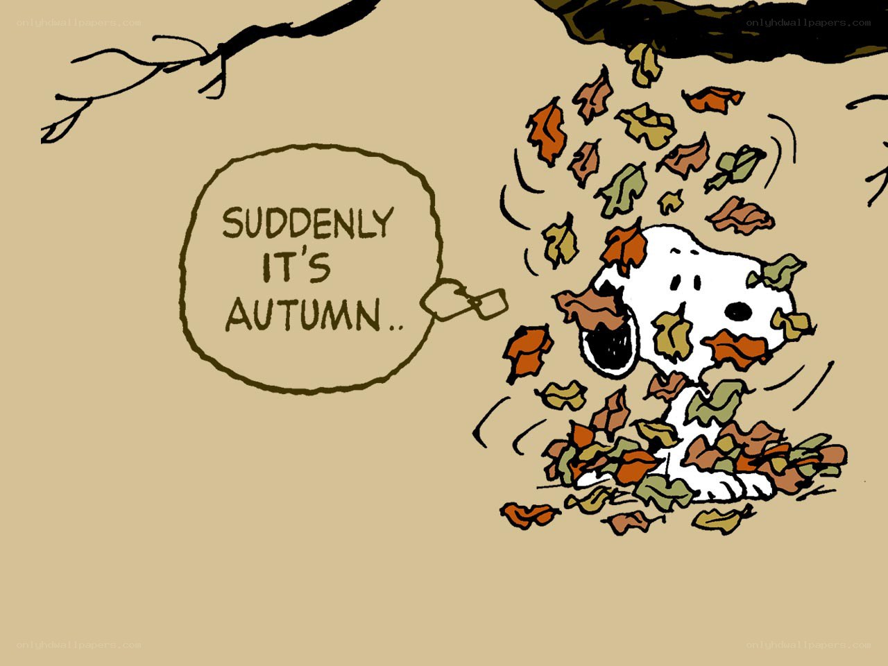 Snoopy in autumn leaves