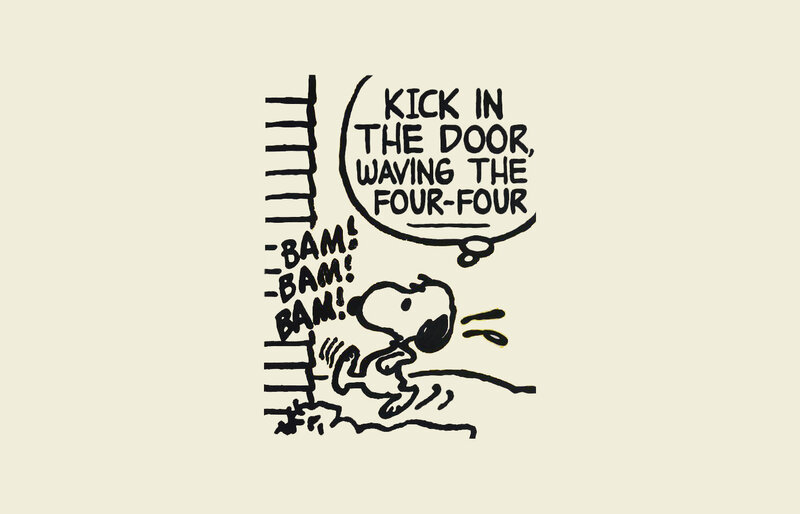 Snoopy Kicking Door