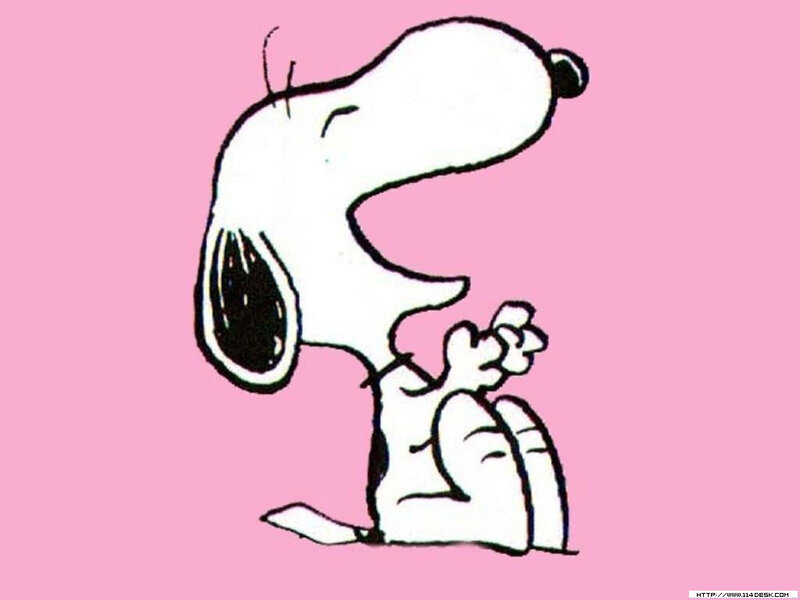 Snoopy on a pink background