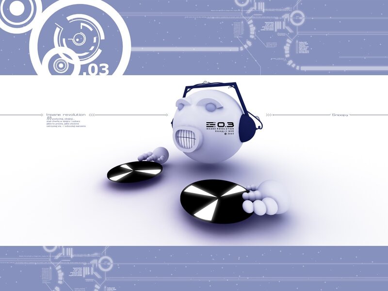 Snoopy robot with headphones