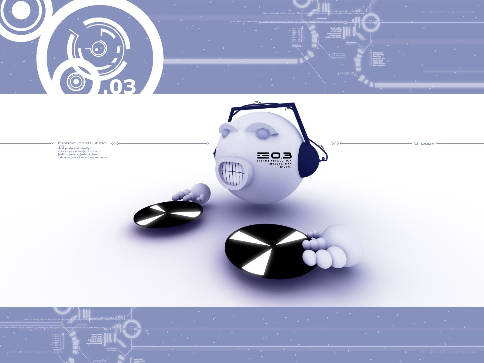 Snoopy robot with headphones