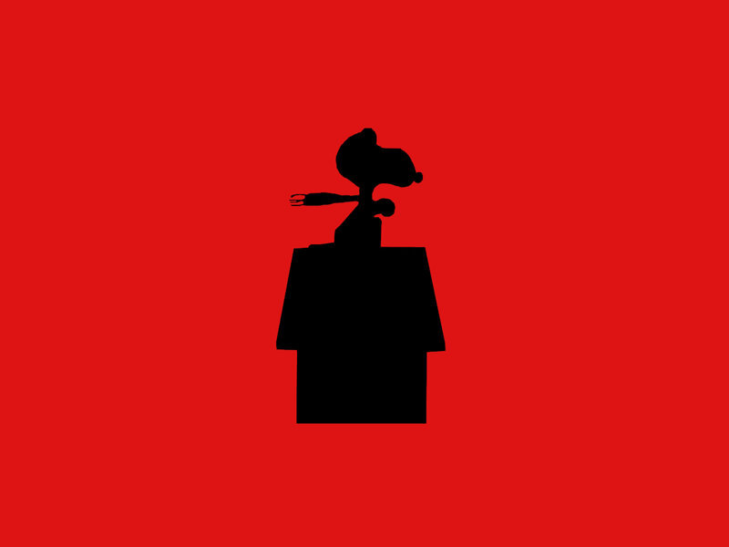 Snoopy silhouette on red