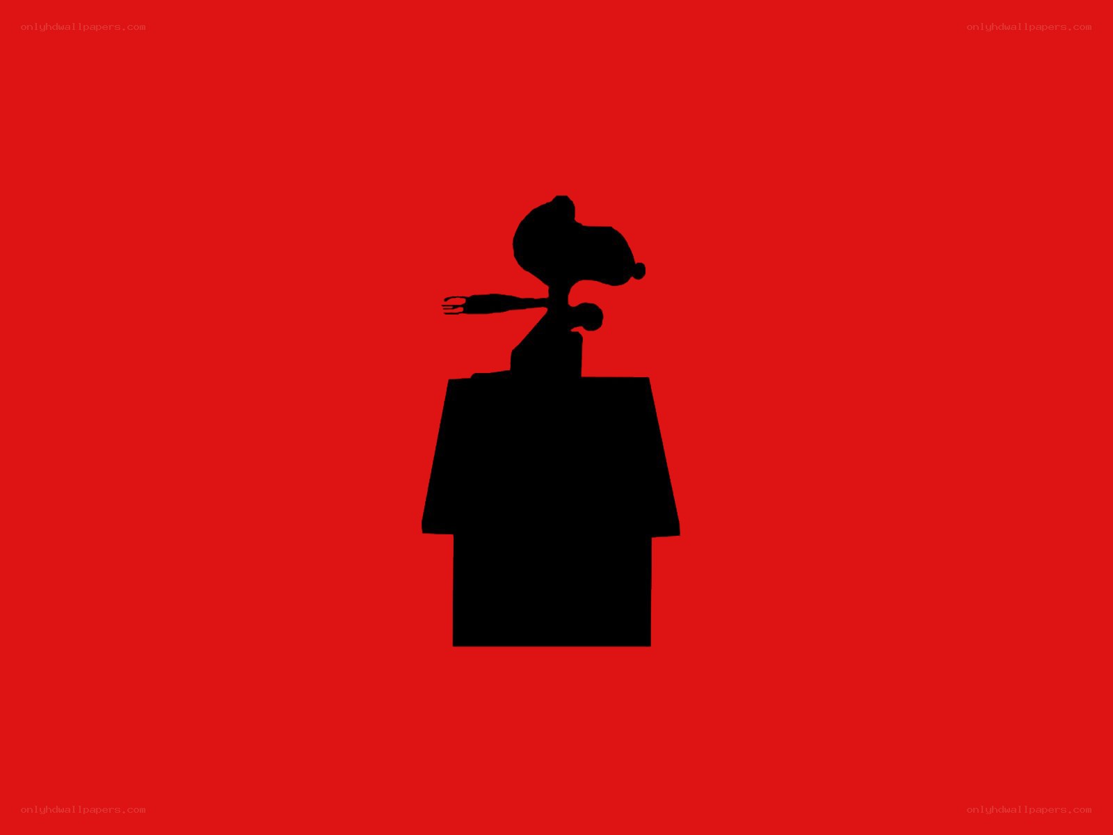 Snoopy silhouette on red