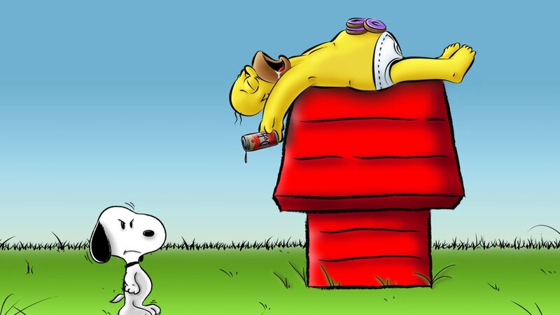 Snoopy Watching Homer — Green