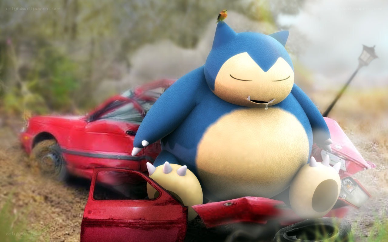 Snorlax crushing a car