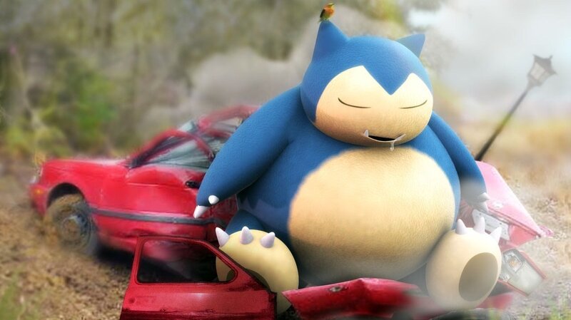 Snorlax Crushing Car — Blue, Chaotic