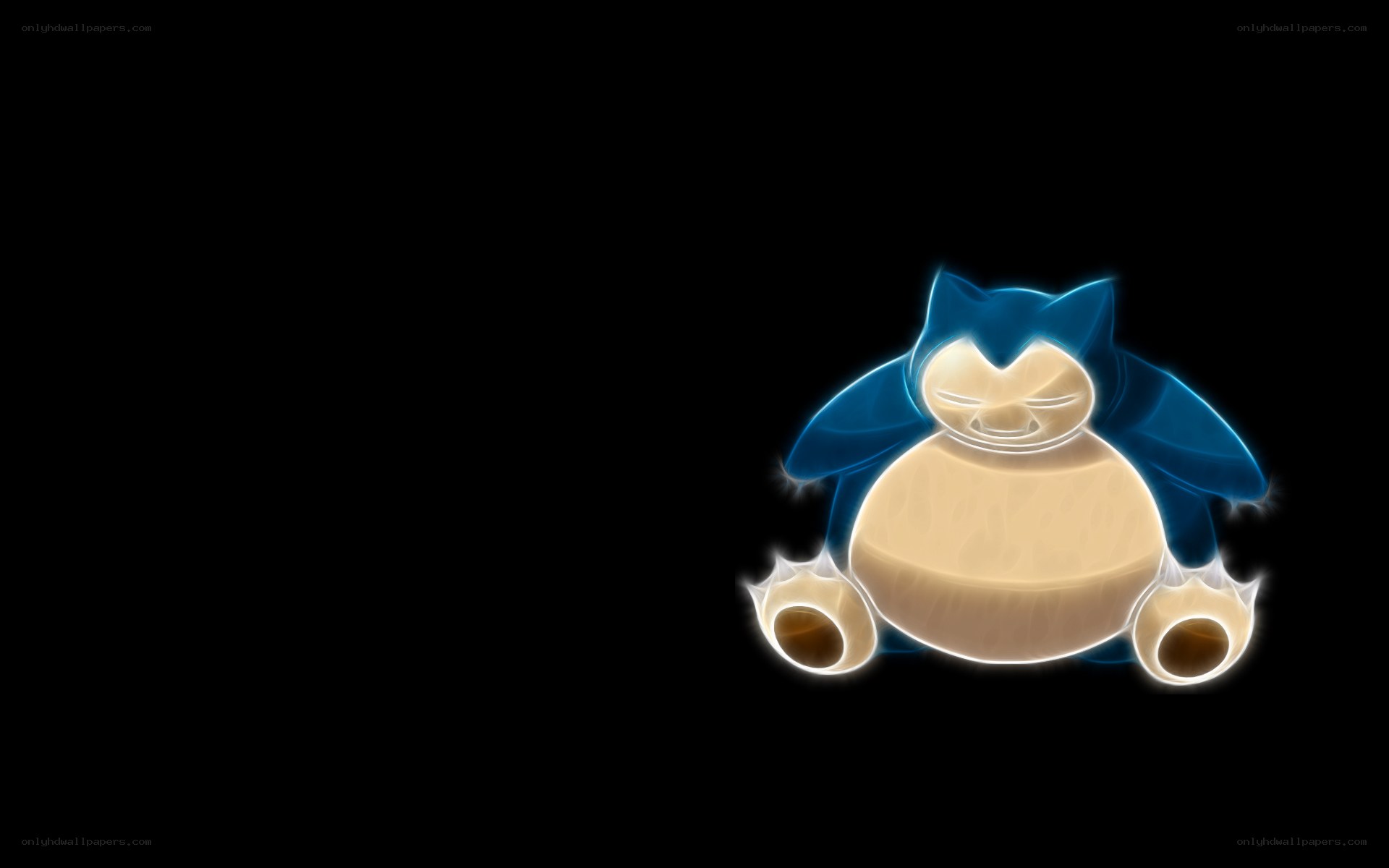 Snorlax glowing on black