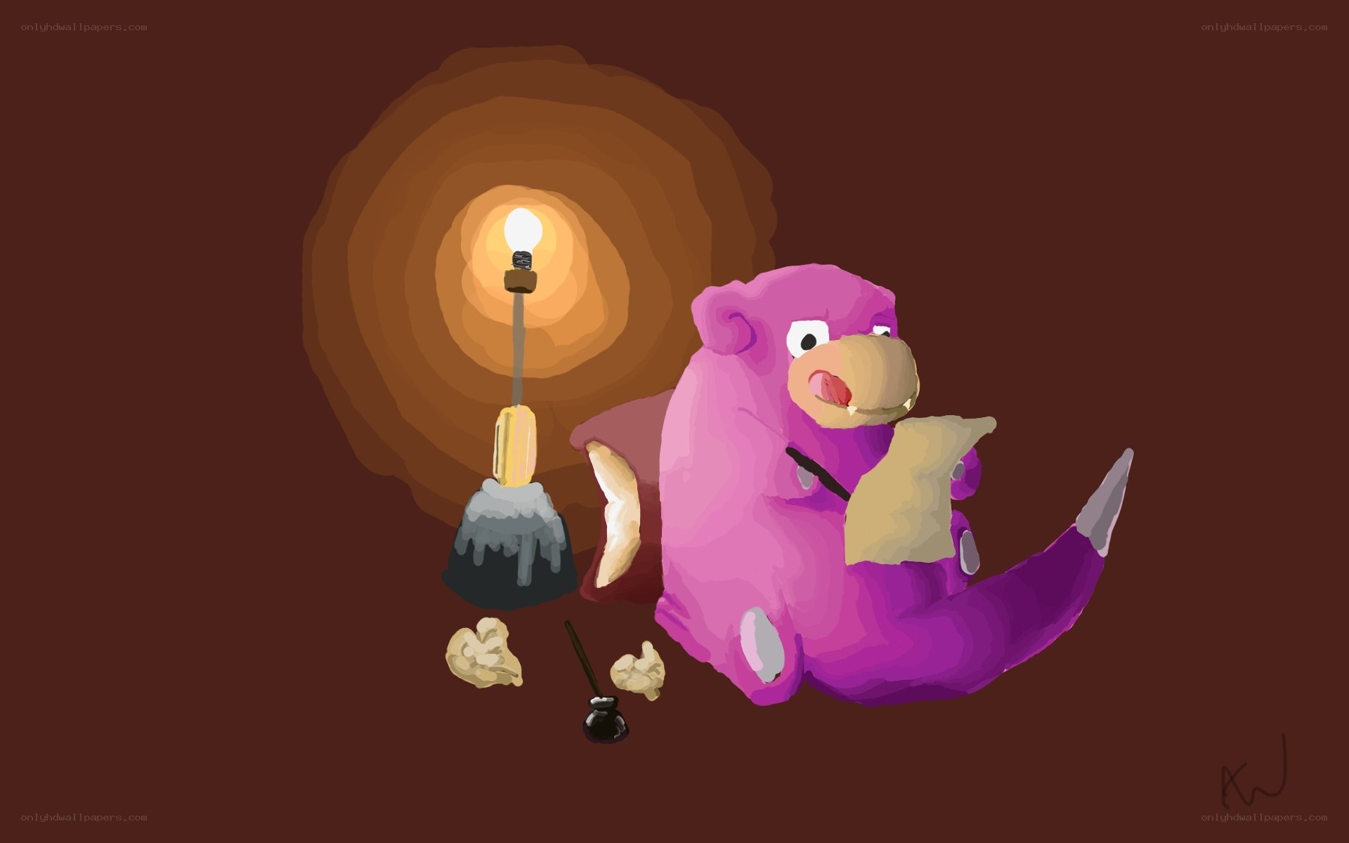 Snorlax reading by lamp