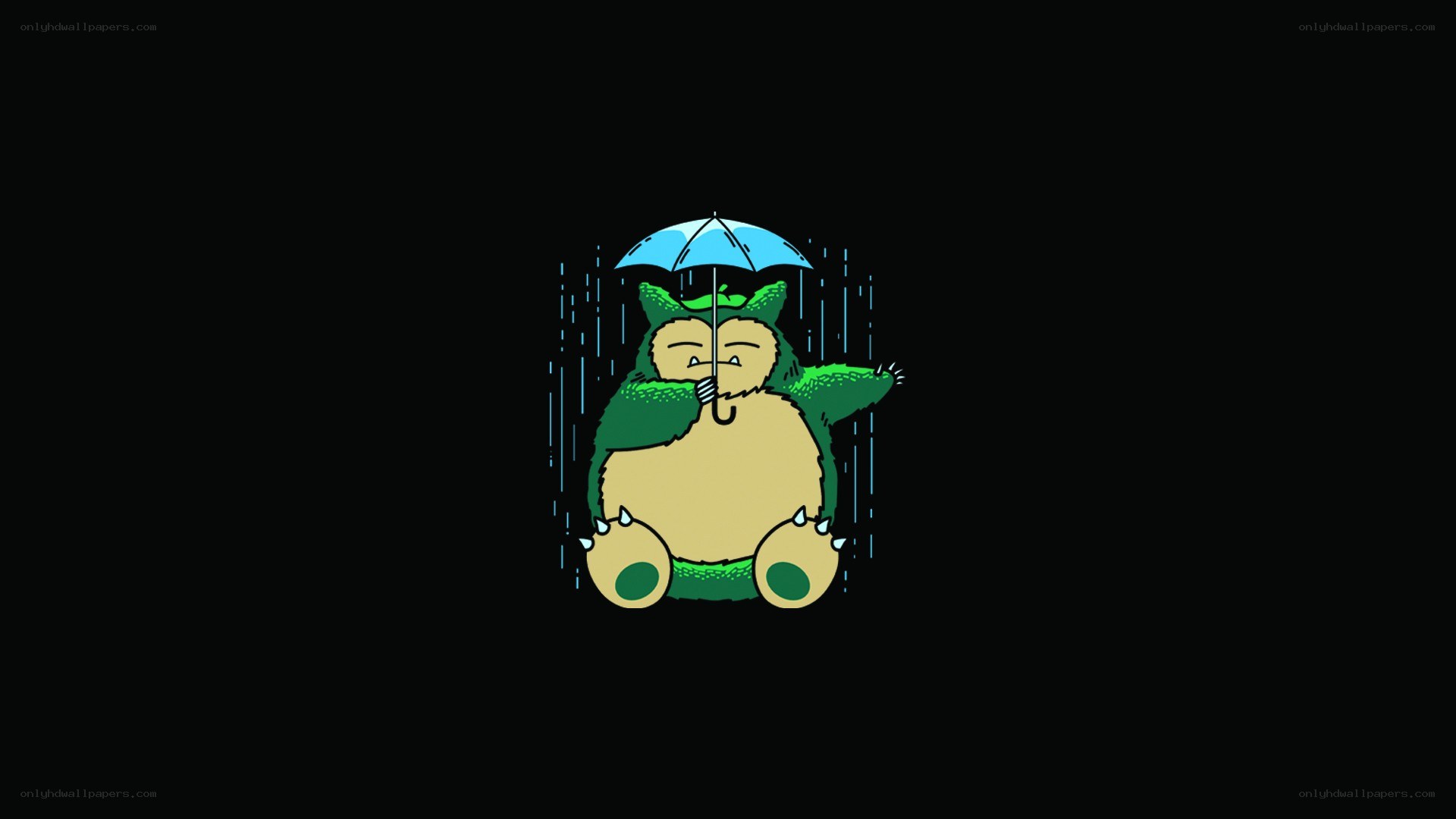 Snorlax with umbrella in rain