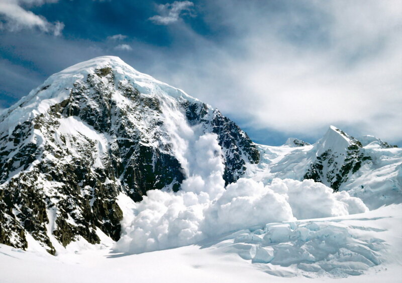 Snow Avalanche on Mountain — White