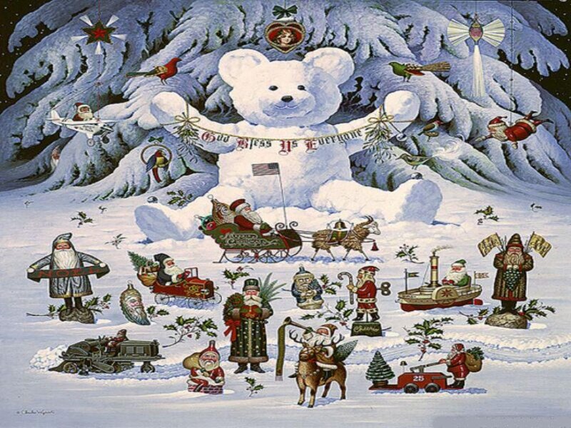 Snow Bear with Santas
