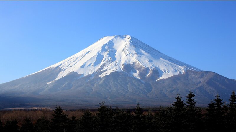Snow-capped Mount Fuji — Blue, Serene