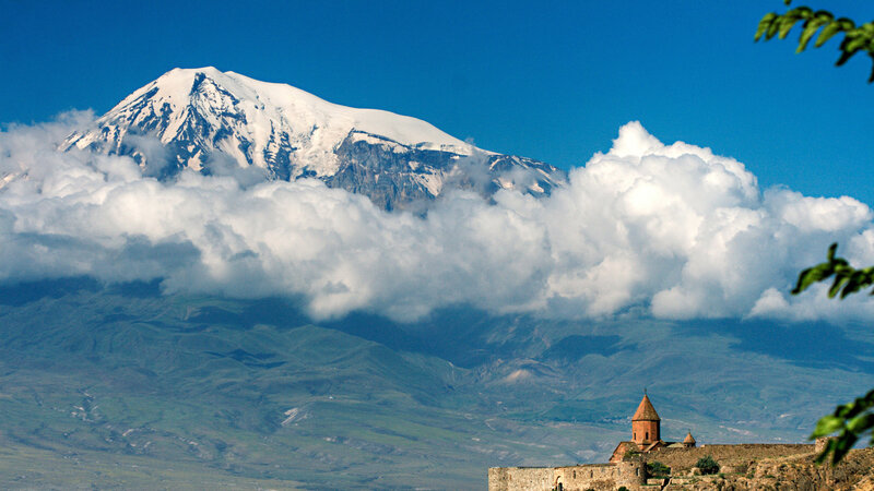 Snow-capped Mountain and Church