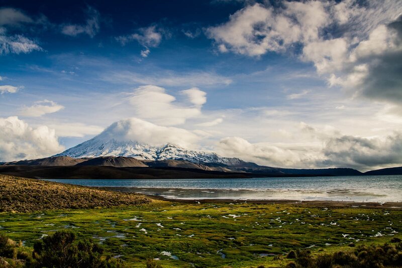 Snow-capped Mountain and Lake — Blue, Dramatic