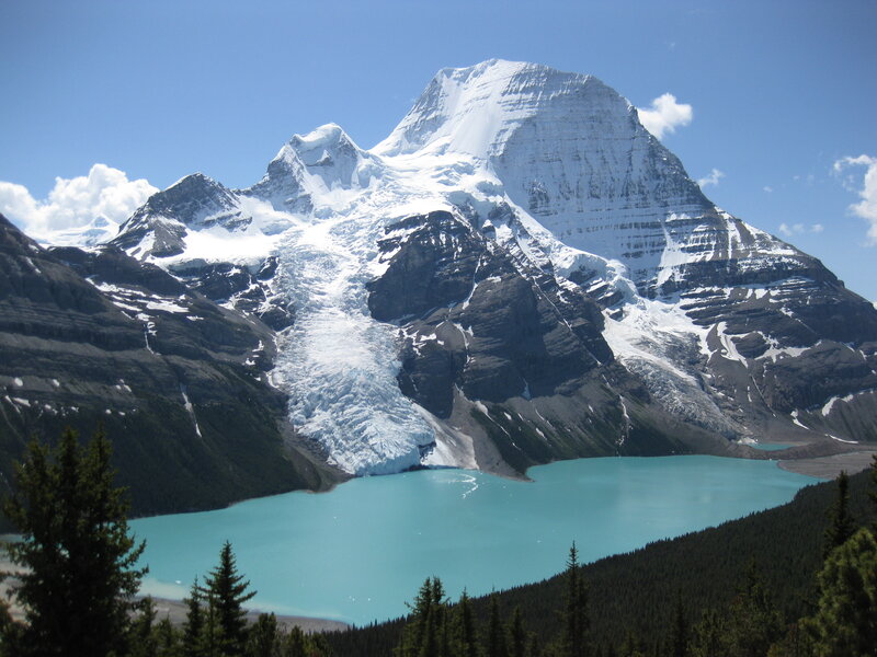Snow-capped Mountain and Lake — Blue, Serene, Afternoon, Photograph, Glacier